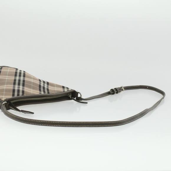BURBERRY Nova Check Shoulder Bag Nylon Brown Auth ac1710 - Picture 7 of 16